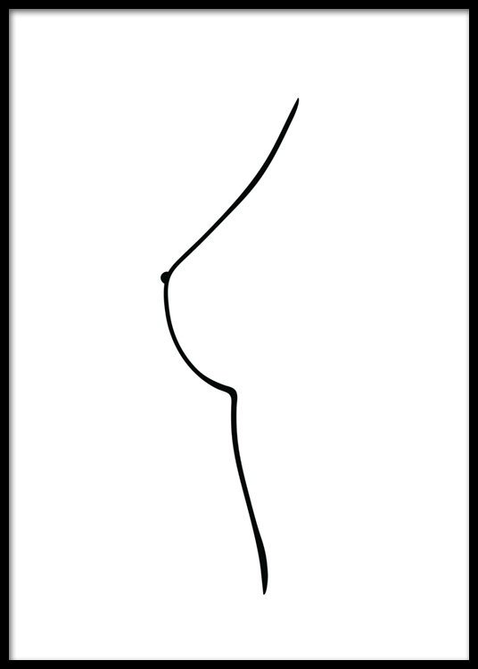536x750 Boob Line Drawing Poster