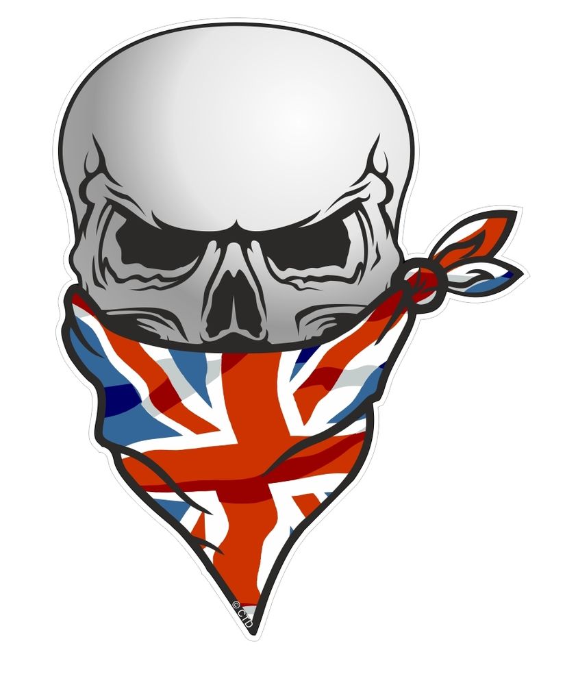 844x1000 Biker Skull With Face Bandana Union Jack British Uk Flag Car