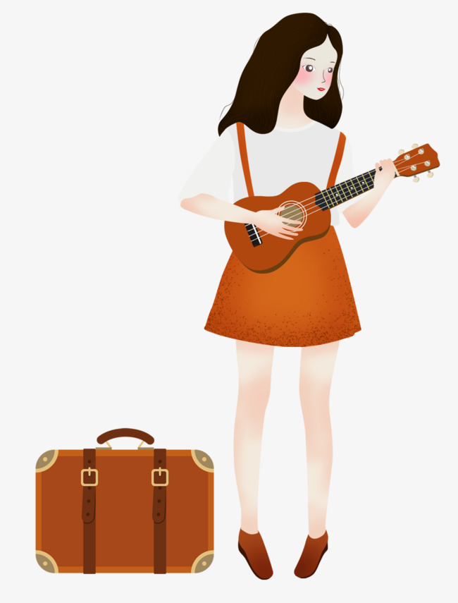 650x855 Hand Drawn Cartoon Play Ukulele Girl, Cartoon Hand Drawing, Travel