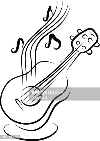 349x491 Line Art Ukulele Premium Clipart
