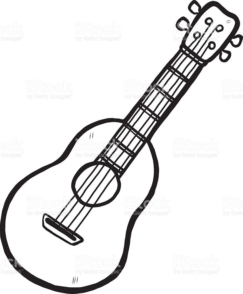 845x1024 Ukulele Drawing Black And White