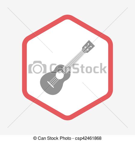 450x470 Isolated Hexagon With An Ukulele Illustration Of An Isolated