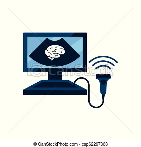 450x470 cerebral vessels ultrasound concept, vector illustration