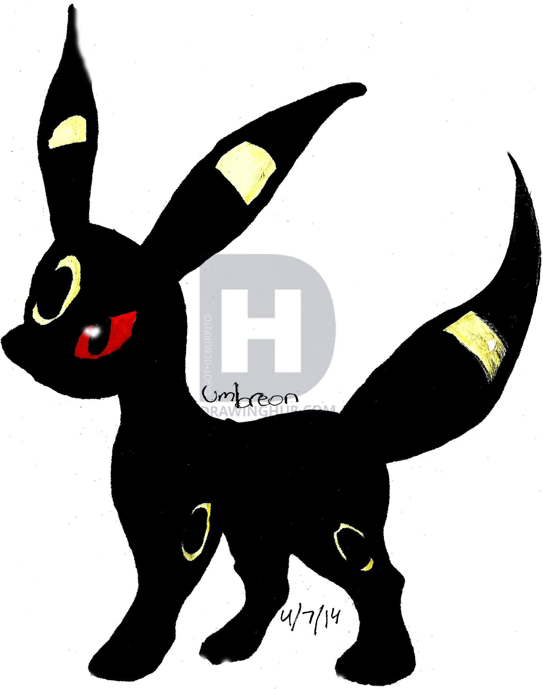 1855x2354 Umbreon From Pokemon Drawing
