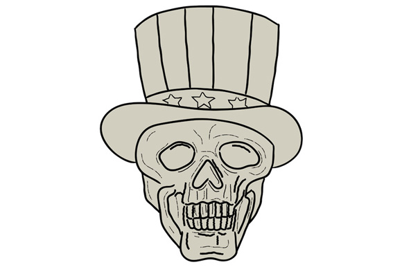 580x386 Uncle Sam Top Hat Skull Drawing