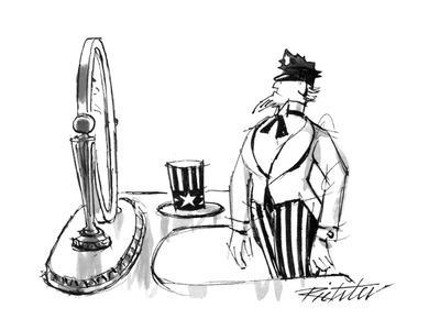 400x300 Uncle Sam Modeling A Policeman's Cap In Front Of A Mirror