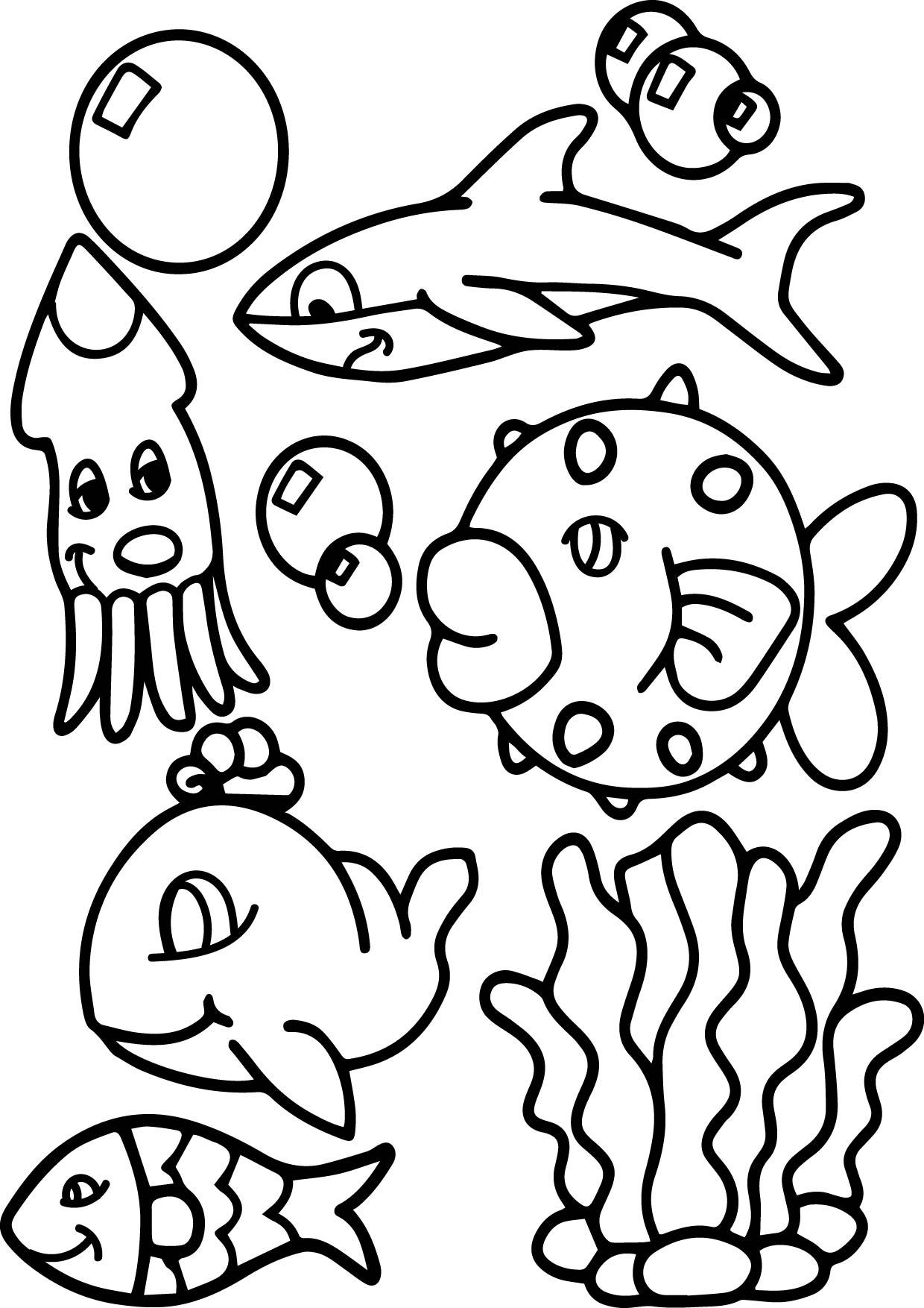 1240x1754 Under The Sea Creatures Coloring Pages
