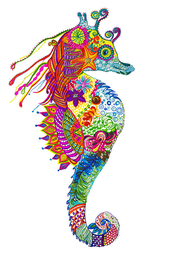 570x870 Seahorse Spirit Animal Abstract Art Painting Gallery Wrapped