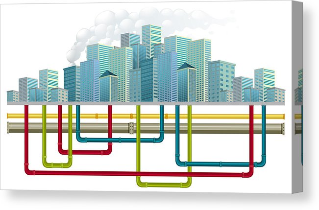 651x429 Underground Water Pipe System Canvas Print Canvas Art