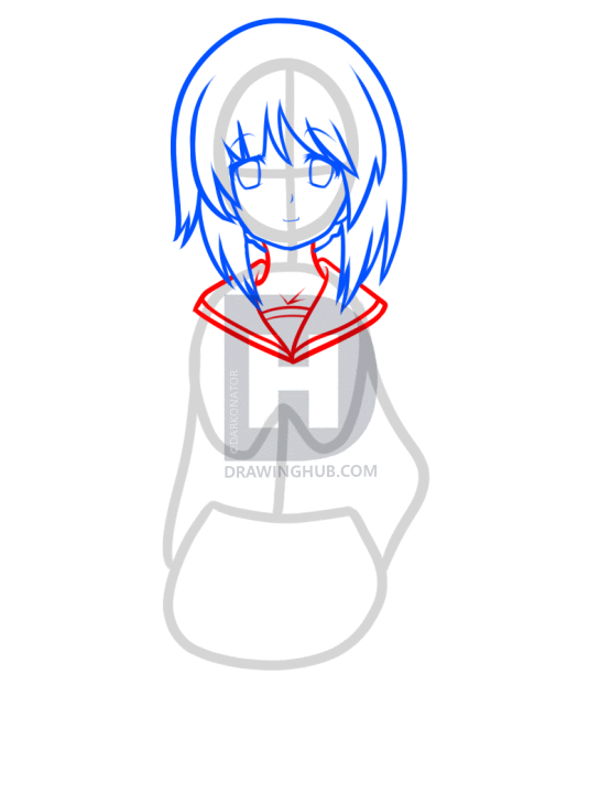 555x720 How To Draw Miho Nishizumi From Girls Und Panzer, Step