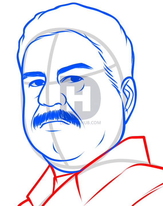 569x720 How To Draw Saddam Hussein, Saddam Hussein, Step