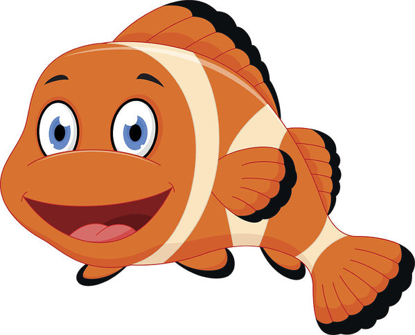 599x484 Cute Clown Fish Cartoon Art Print