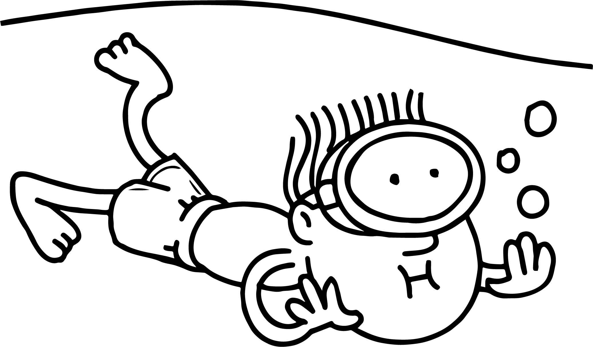 2071x1212 Underwater Cute Boy Coloring