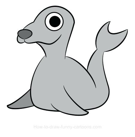 450x458 Drawing A Seal How To Draw A Fluffy Cute Baby Harp Seal Pup Sea