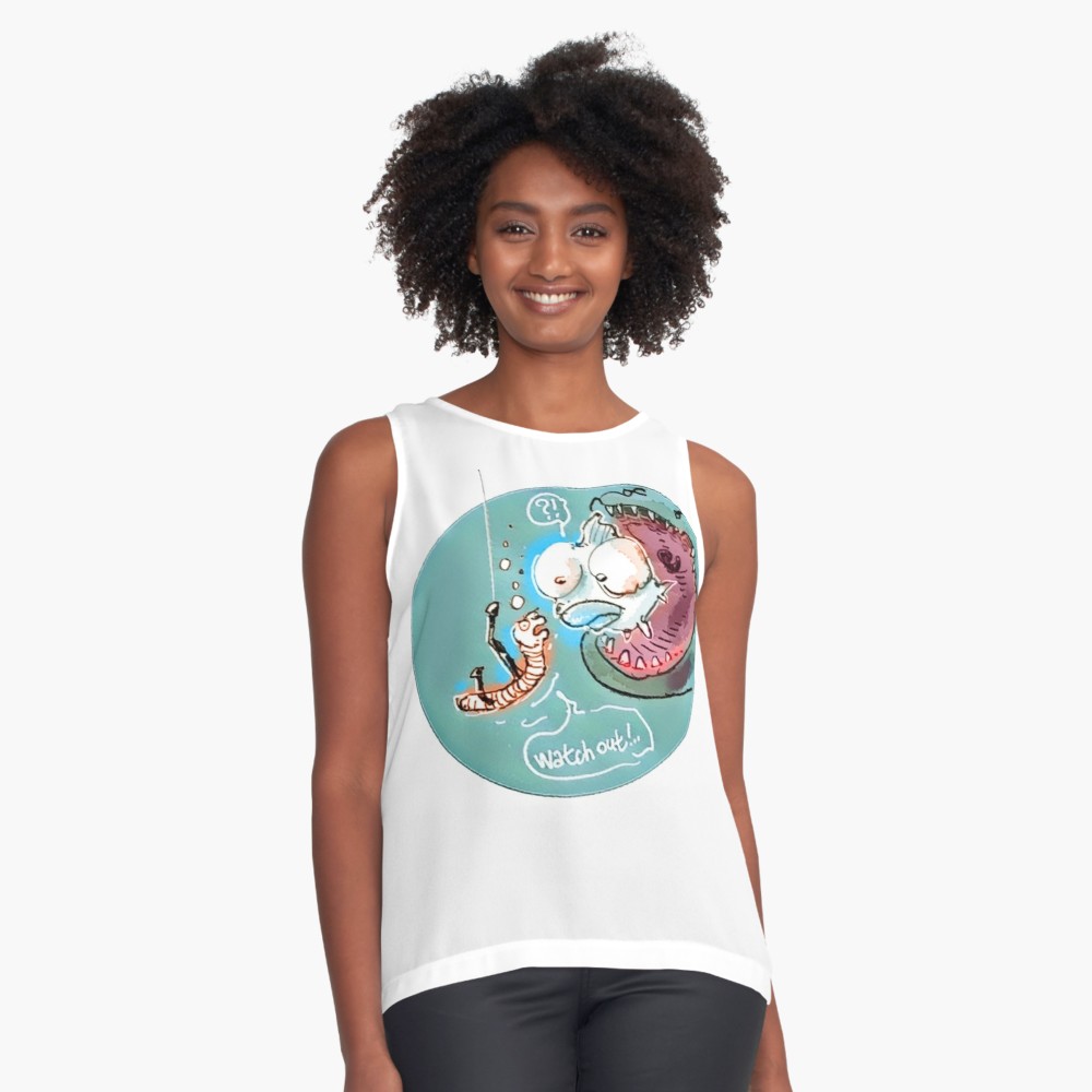 1000x1000 Helpful Fishbait Earthworm Funny Cartoon Contrast Tank