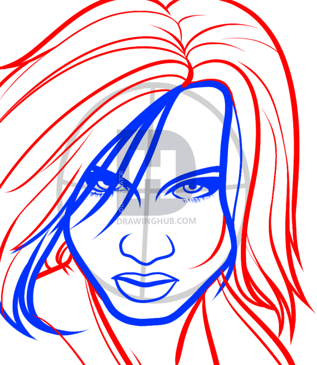 625x720 How To Draw Kate Beckinsale, Underworld, Step