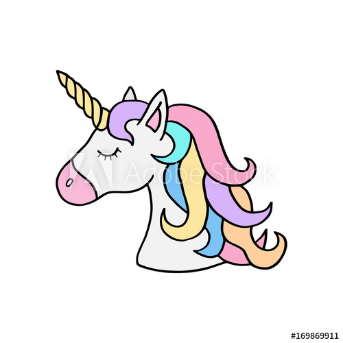 500x500 Colorful Rainbow Unicorn Vector Illustration Drawing Cute