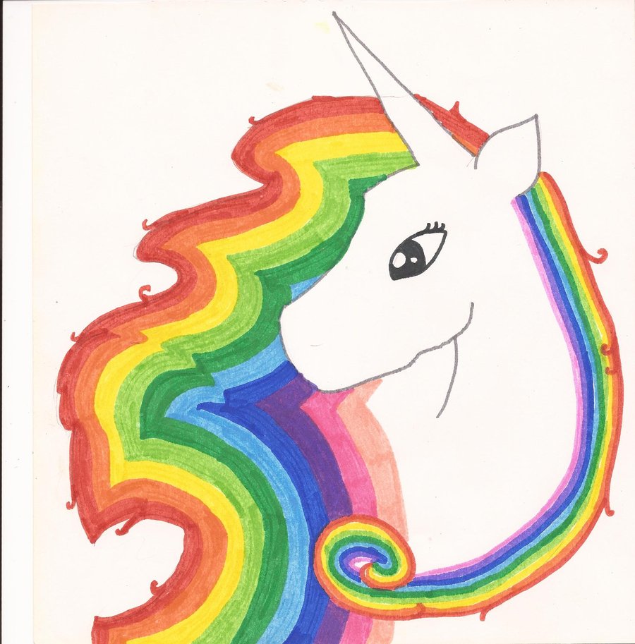 900x913 Rainbow Unicorn Drawing