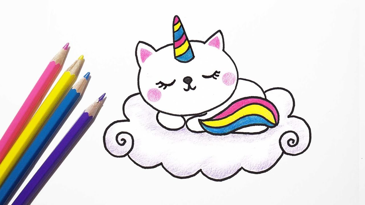 1280x720 How To Draw Cute Cat Unicorn Easy