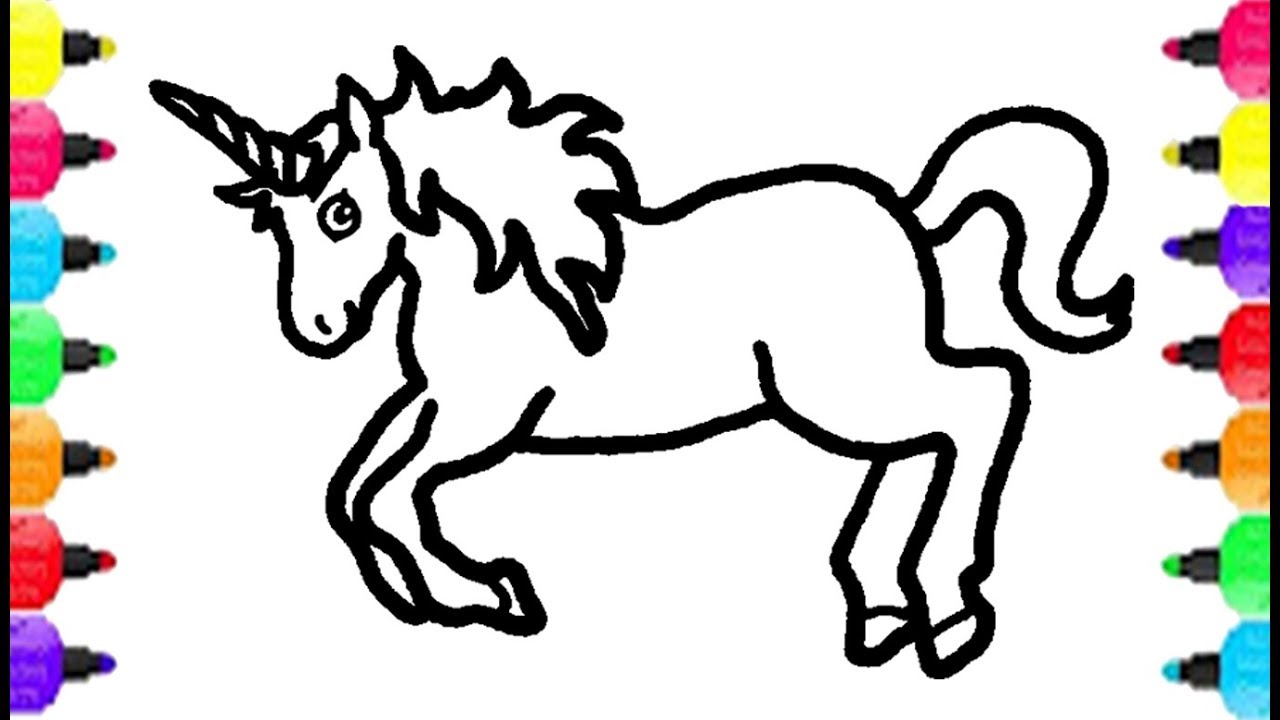 1280x720 How To Draw Unicorn Coloring Pages Drawing Unicorn And Coloring