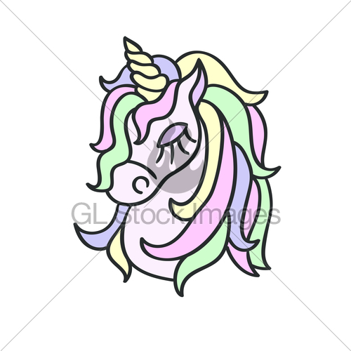 500x500 Hand Drawing Unicorn Head Sketch Isolated On The White Gl Stock