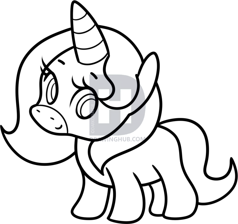 765x720 How To Draw A Simple Unicorn, Step