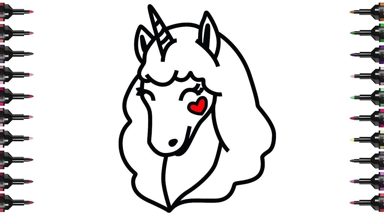 1280x720 How To Draw And Color Cute Unicorn Head Coloring Pages Bodraw