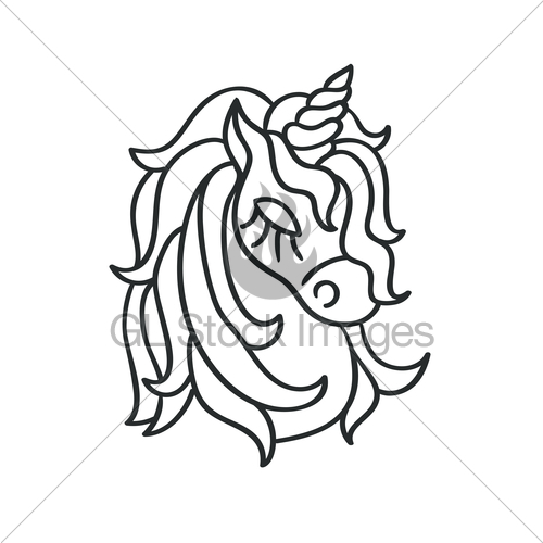 500x500 Unicorn Head Silhouette Sketch Icon Gl Stock Images