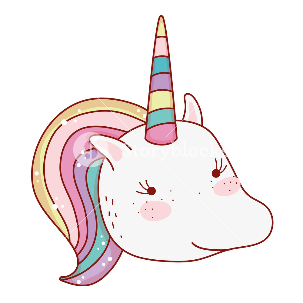 1000x1000 Unicorn Fantasy Drawing Head, Vector Illustration Royalty Free