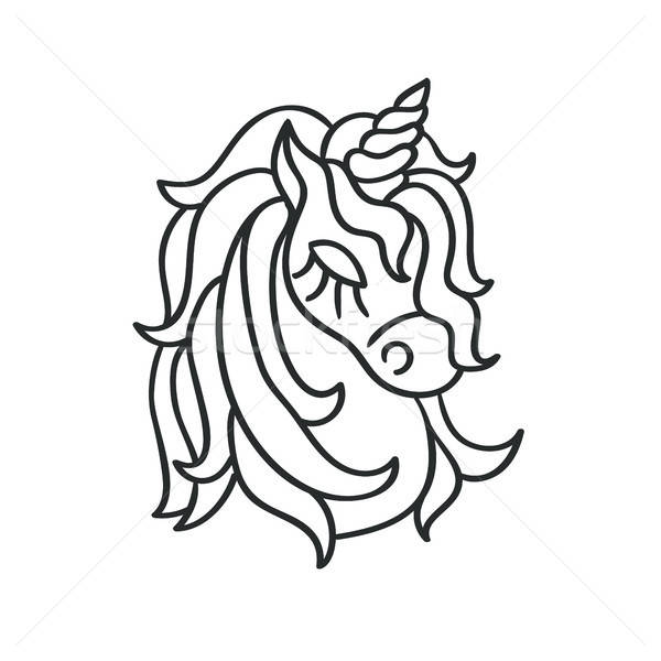 600x600 Unicorn Head Silhouette Sketch Icon Vector Illustration Tasipas