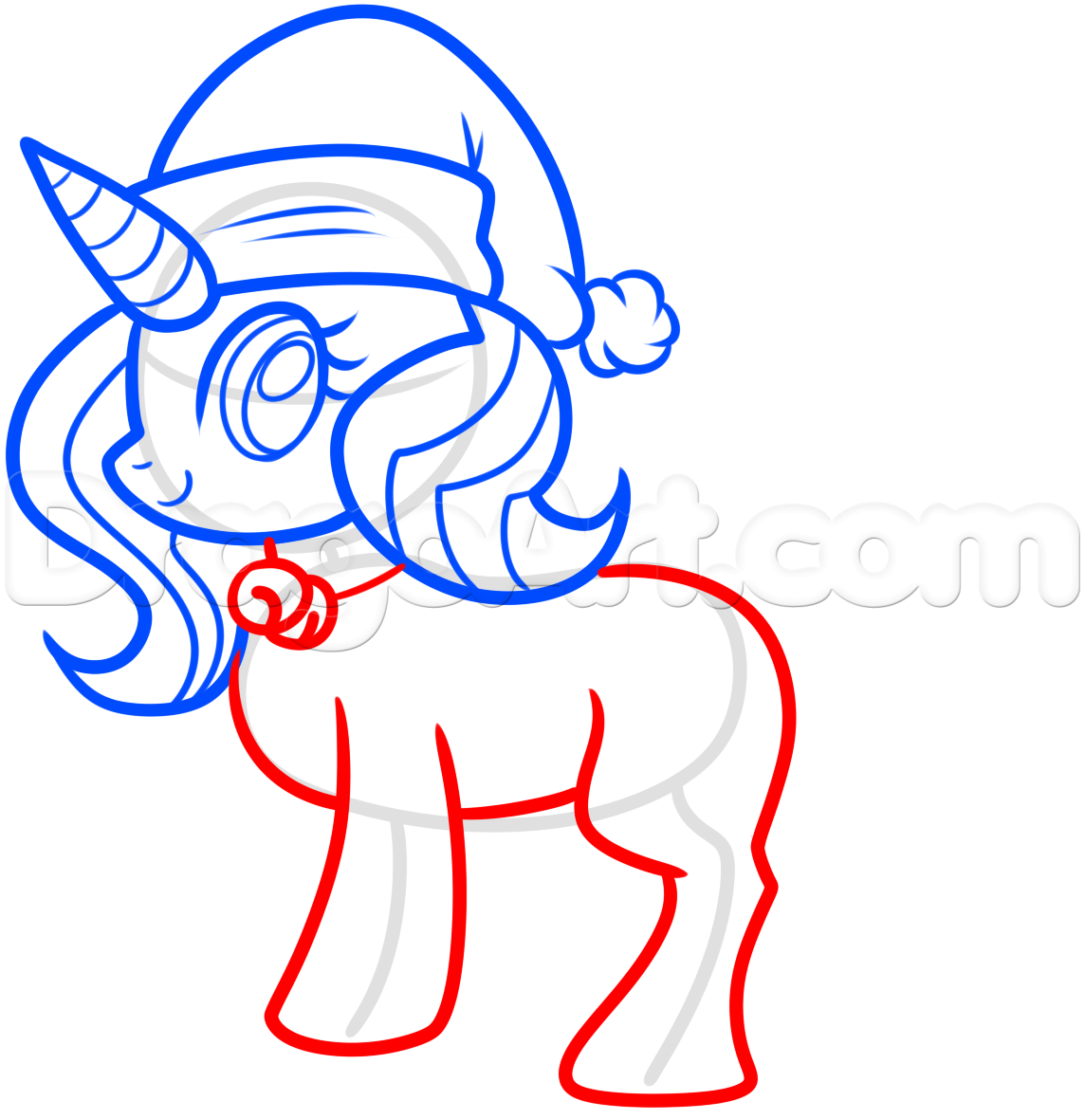 1144x1181 How To Draw A Christmas Unicorn, Step