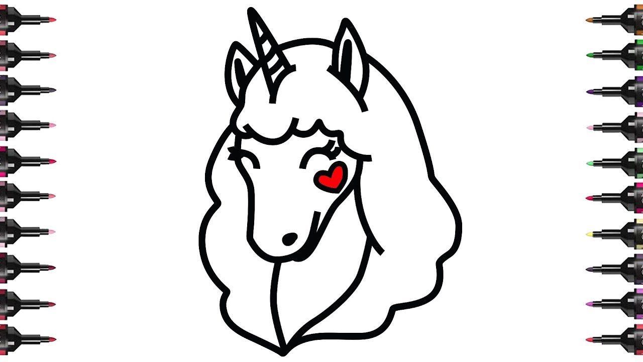 1280x720 Unicorn Head Coloring Pages