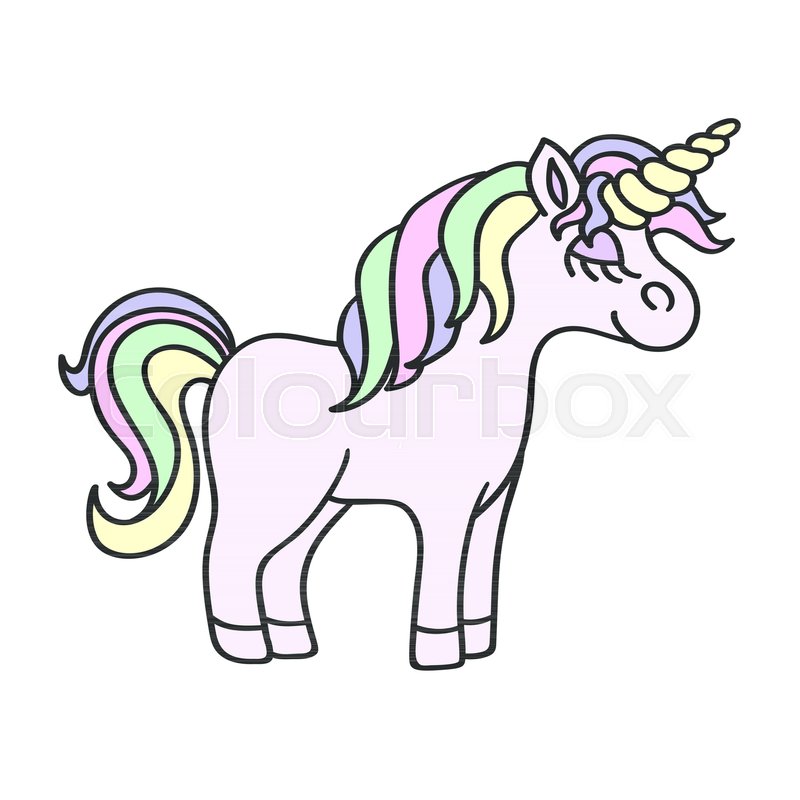 800x800 Hand Drawing Unicorn With Yellow Horn Stock Vector Colourbox