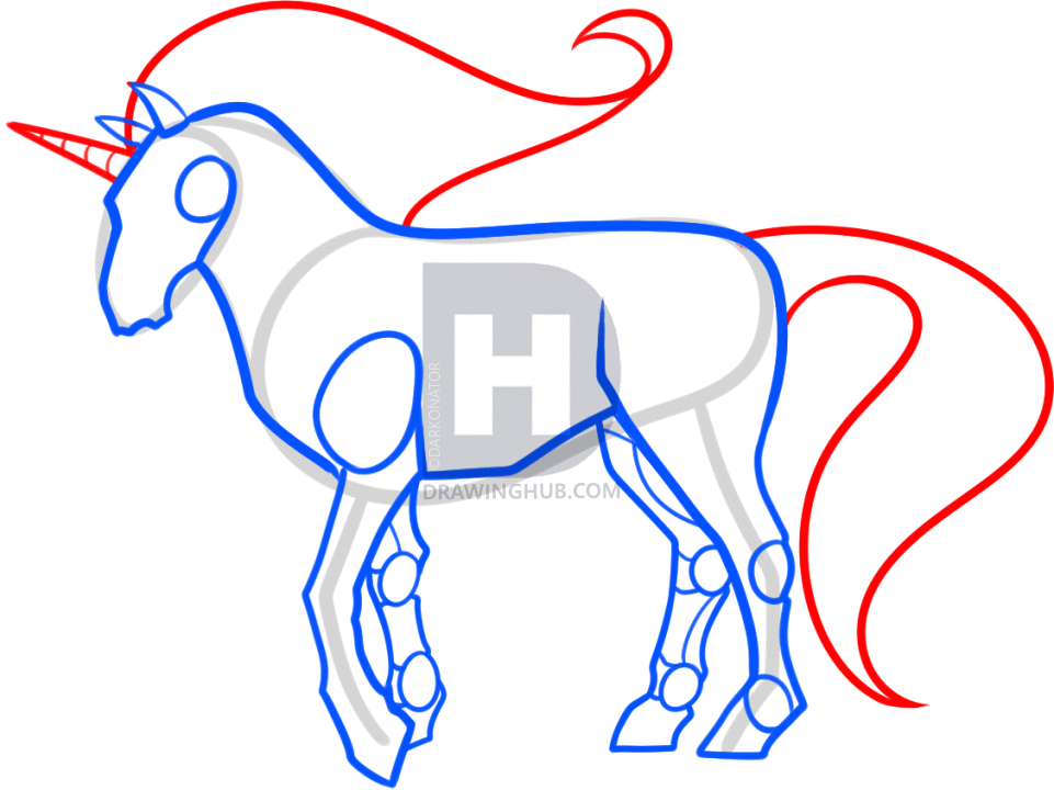 961x720 How To Draw Robot Unicorn, Robot Unicorn Attack, Step