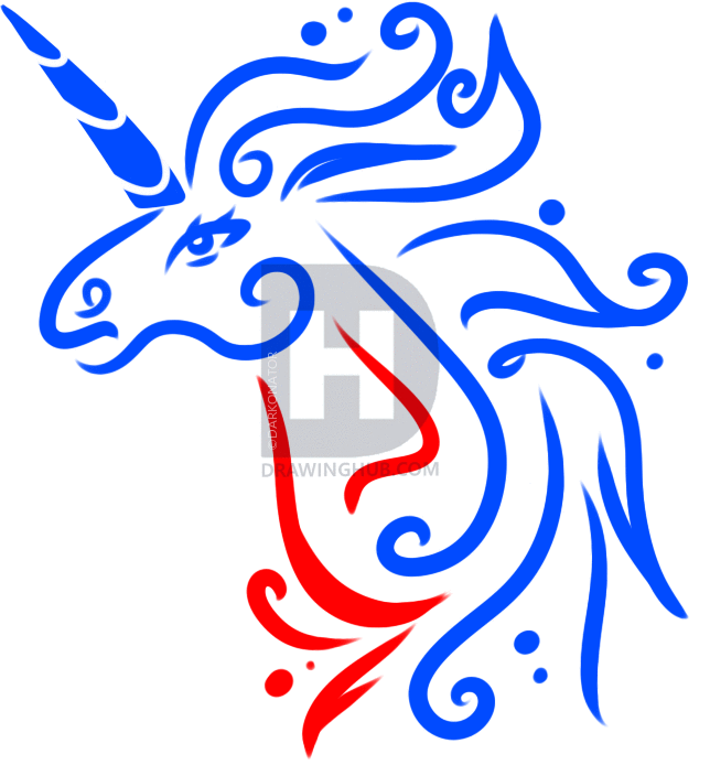 644x694 How To Draw Tribal Unicorn, Step