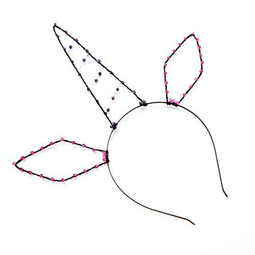 500x500 Large Pink And Black Unicorn Horn Headband With Ears