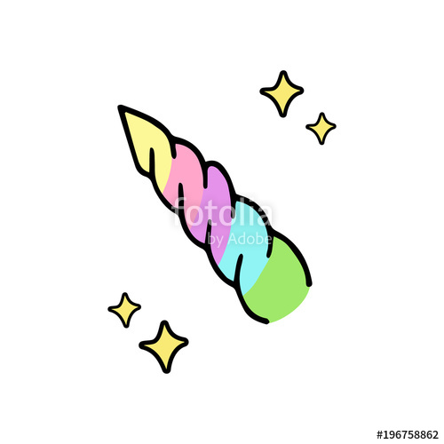 500x500 rainbow colorful magical unicorn horn with sparkles, unicorn horn