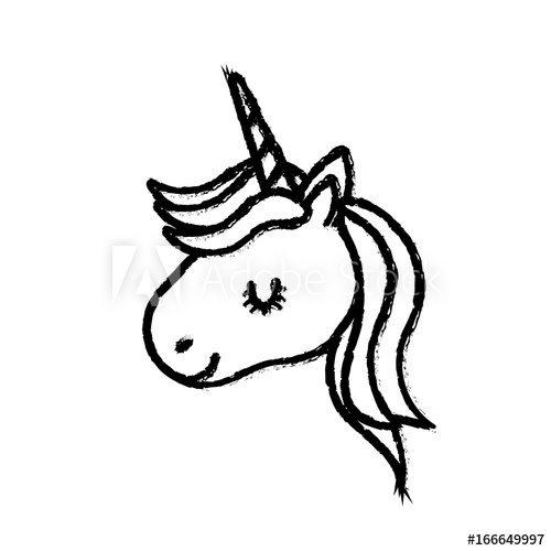 500x500 Figure Cute Unicorn Head With Horn And Hairstyle