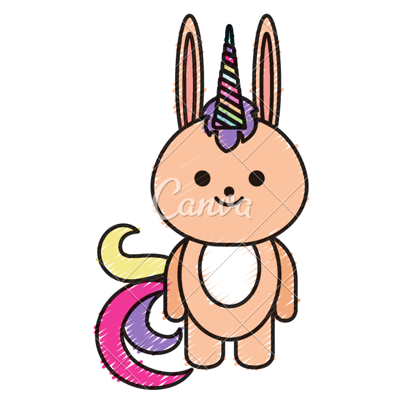 800x800 Cute Fantasy Rabbit With Unicorn Horn