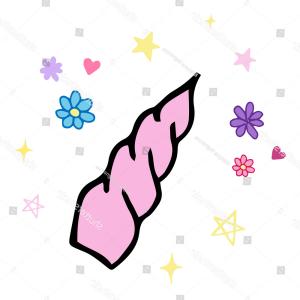 300x300 Cute Pink Unicorn Horn Drawing Doodle Shopatcloth