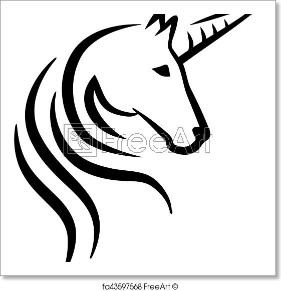 561x581 Free Art Print Of Unicorn Head Caligraphy Freeart