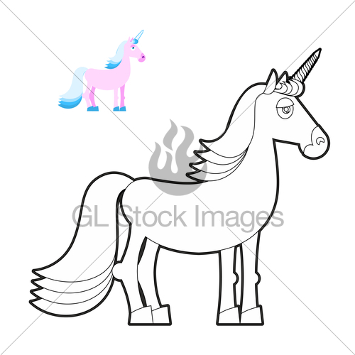 500x500 Unicorn Coloring Book Fantastic Animal In Linear Style Gl