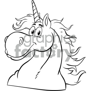 300x300 Clipart Illustration Black And White Magic Unicorn Head Classic