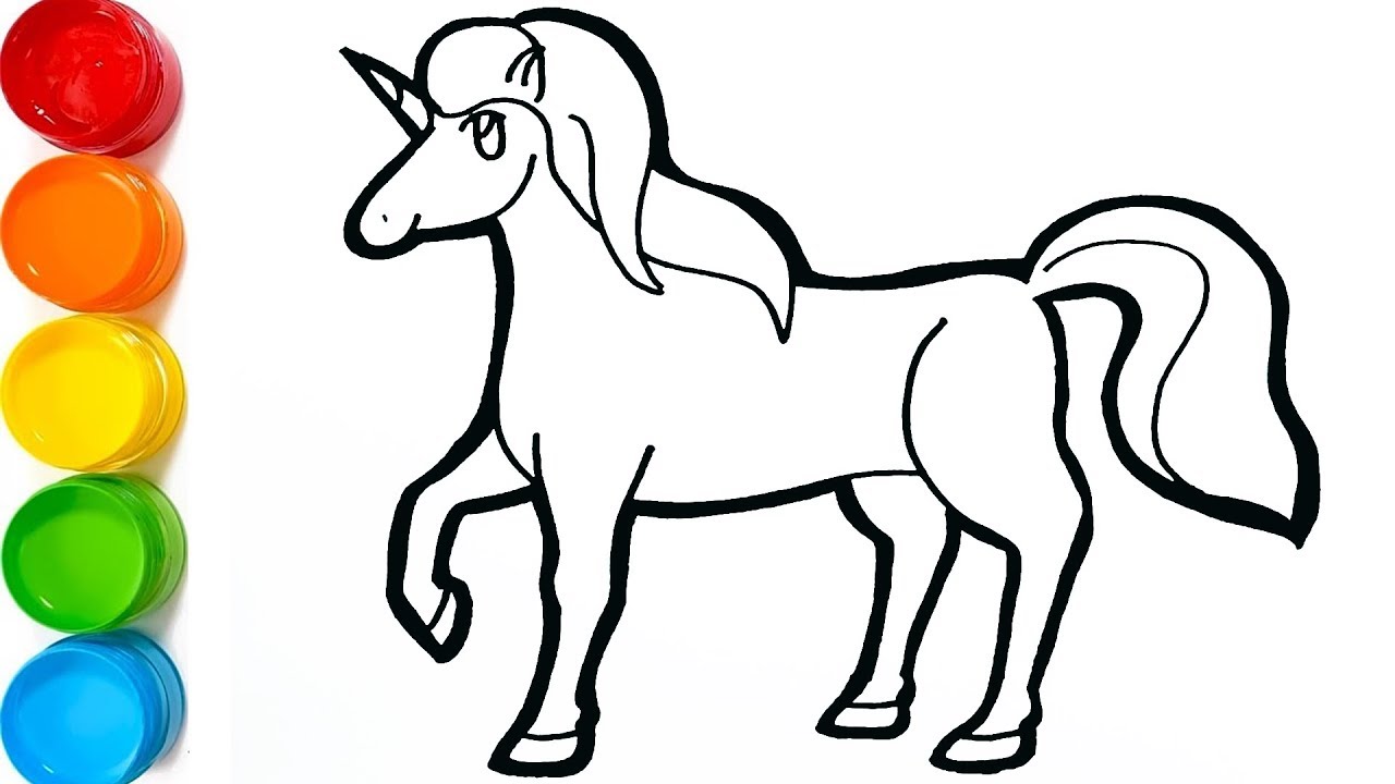 1280x720 Unicorn Simple Drawing And Coloring For Kids Come Draw With Me