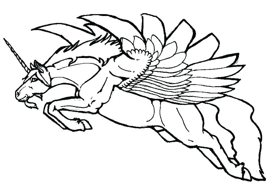 877x622 Unicorn With Wings Coloring Pages Full Size Of Ring Pages Unicorn