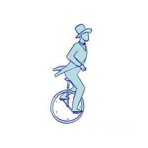 300x300 Circus Performer Riding Unicycle Drawing Digital Art
