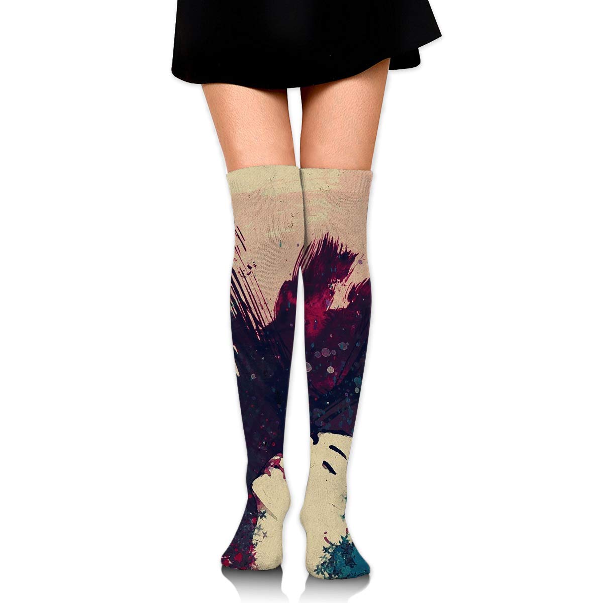 1200x1200 High Elasticity Girl Cotton Knee High Socks Uniform Drawing Paint