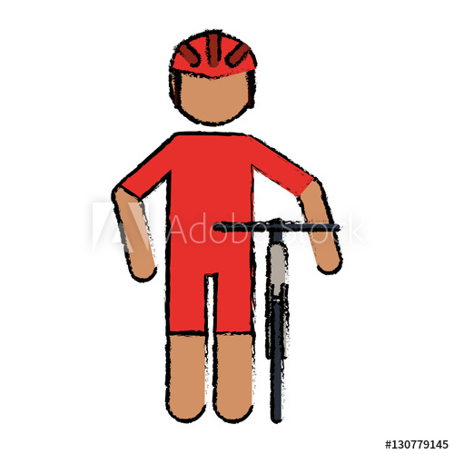 500x500 Drawing Professional Racing Cyclist Uniform Helmet Bicycle Vector