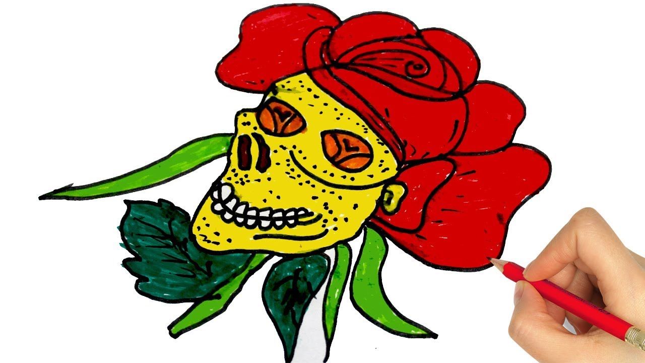 1280x720 Human Skull Flower