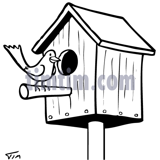 526x527 Free Drawing Of Bird House Bw From The Category Birds Insects